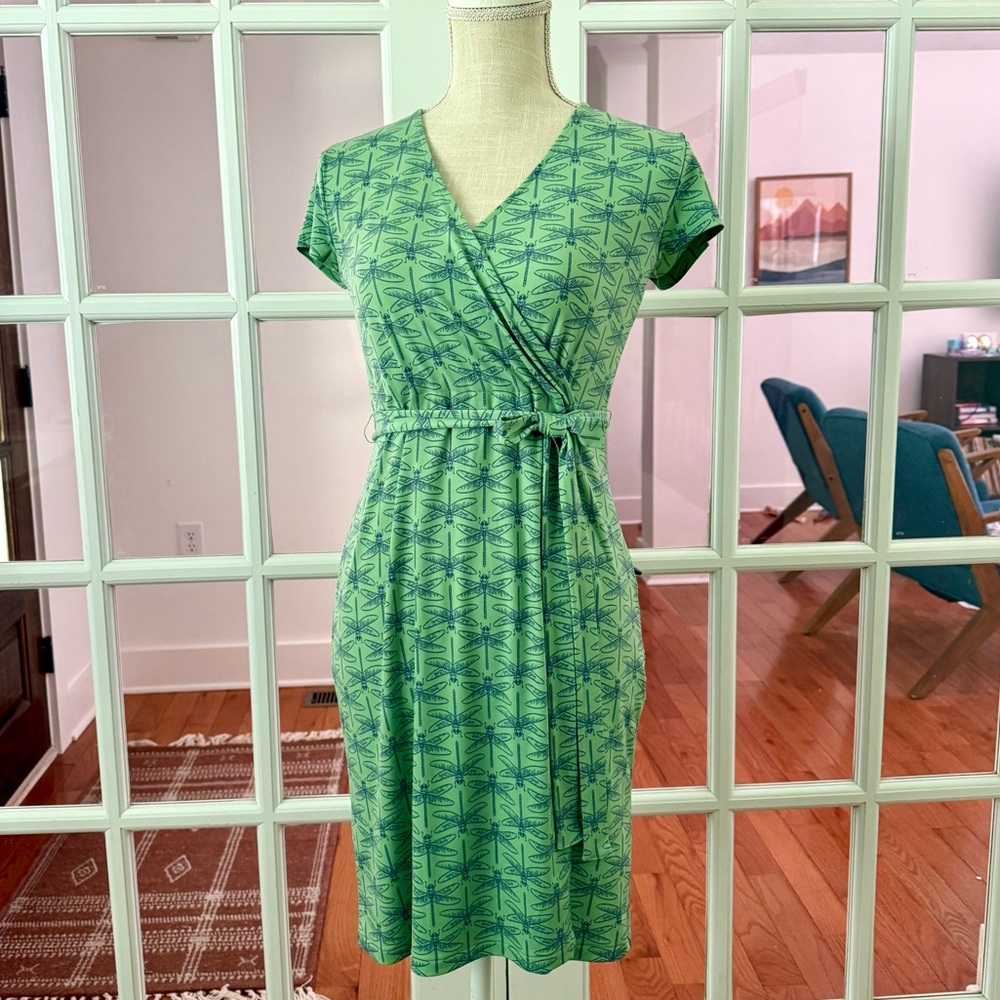 Brooks Brothers Faux Wrap Dragonfly Dress